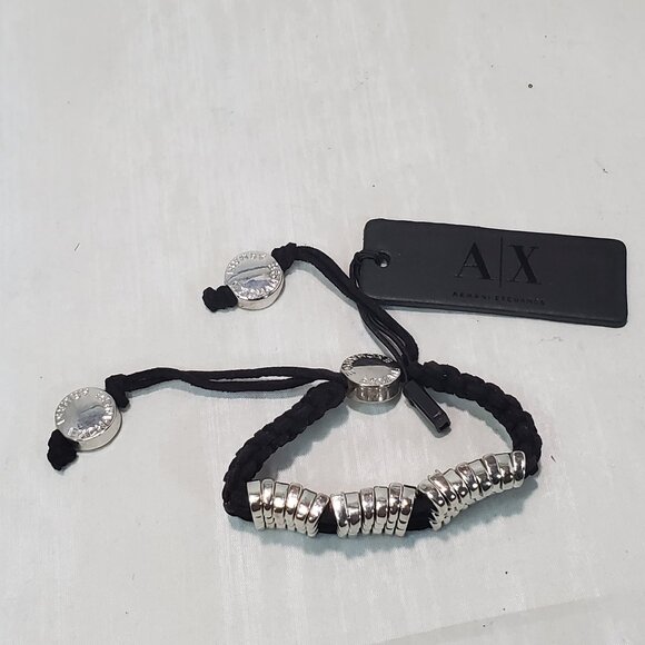 A/X Silver & Black Adjustable Bracelet by Armani Exchange - Picture 1 of 9